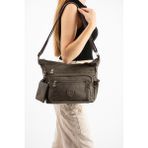 Baginn Kadın Postacı Çanta Hafif Klinkır Kumaş Çok Cepli Çapraz Askılı Omuz Çantası 28*24 cm Günlük Çanta - 28 x 24 cm - Kahverengi
