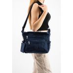 Baginn Kadın Postacı Çanta Hafif Klinkır Kumaş Çok Cepli Çapraz Askılı Omuz Çantası 28*24 cm Günlük Çanta - 28 x 24 cm - Lacivert