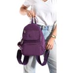 Baginn Kadın Sırt Çantası Kapaklı Model 30*25 cm Hafif Klinkır Kumaş Spor Çantası Günlük Bayan Çantası - 30 x 25 cm - Mor