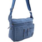 Baginn Klinkır Kadın Postacı Çanta Çok Cepli Çapraz Askılı (Mavi)