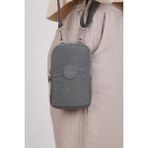 Baginn Klinkır Kumaş Mini Çapraz Askılı Kadın Cep Telefonu Çantası Mini Cüzdan Çanta 20*10 cm Su Itici - Gri
