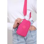 Baginn Klinkır Kumaş Mini Çapraz Askılı Kadın Cep Telefonu Çantası Mini Cüzdan Çanta 20*10 cm Su Itici - Pembe