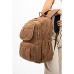 Baginn Lise Okul Sırt Çantası Çok Cepli Okul Çantası Hafif Klinkır Kumaş 43*30 cm Seyahat Çantası - Taba