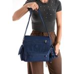 Baginn Postacı Okul Çantası Çapraz Askılı Büyük Boy 33*27 cm Askı Uzunluğu 130 cm Çok Cepli Kapaklı Omuz - Lacivert