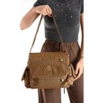 Baginn Postacı Okul Çantası Çapraz Askılı Büyük Boy 33*27 cm Askı Uzunluğu 130 cm Çok Cepli Kapaklı Omuz - Taba