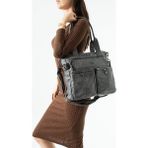 Baginn Retro Vegan Deri Kadın Omuz Çantası Y.s.deri Çok Cepli Çapraz Askılı Bayan Çantası 30*30 cm - 30 x 30 cm - Gri