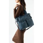 Baginn Retro Vegan Deri Kadın Omuz Çantası Y.s.deri Çok Cepli Çapraz Askılı Bayan Çantası 30*30 cm - 30 x 30 cm - Mavi