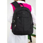 Baginn Unisex Okul Çantası Günlük Sırt Çantası 40*30 cm Lise Ortaokul Çantası Hafif Yağmur Geçirmez Kumaş - Siyah