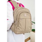 Baginn Unisex Okul Çantası Günlük Sırt Çantası 40*30 cm Lise Ortaokul Çantası Hafif Yağmur Geçirmez Kumaş - Vizon