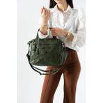 Baginn Vegan Deri Kadın Omuz Çantası Retro Y.s.deri Çok Cepli Çapraz Askılı Kol Çantası 28*24 cm - 28 x 24 cm - Yeşil