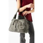 Baginn Vegan Deri Kadın Omuz Çantası Y.s.deri Çok Cepli Çapraz Askılı Bayan Çantası 38*28 cm - 38 x 28 cm - Gri
