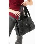 Baginn Vegan Deri Kadın Omuz Çantası Y.s.deri Çok Cepli Çapraz Askılı Bayan Çantası 38*28 cm - 38 x 28 cm - Siyah