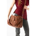 Baginn Vegan Deri Kadın Omuz Çantası Y.s.deri Çok Cepli Çapraz Askılı Bayan Çantası 38*28 cm - 38 x 28 cm - Taba