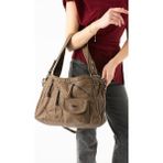 Baginn Vegan Deri Kadın Omuz Çantası Y.s.deri Çok Cepli Çapraz Askılı Bayan Çantası 38*28 cm - 38 x 28 cm - Vizon