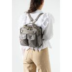 Baginn Vegan Deri Kadın Sırt Çantası 30*30 cm Işıklı Charm Hediyeli Omuz ve Postacı Fonksiyonel Kullanım - 30 x 30 cm - Gri