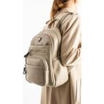 Baginn Vegan Deri Kadın Sırt Çantası 35*25 cm Yağmur Itici Kumaş Mega Bag Günlük Kullanıma Uygun - 35 x 25 cm - Krem