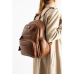 Baginn Vegan Deri Kadın Sırt Çantası 35*25 cm Yağmur Itici Kumaş Mega Bag Günlük Kullanıma Uygun - 35 x 25 cm - Taba