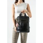 Baginn Vegan Deri Kadın Sırt Çantası Laptop-Evrak Sırt Çantası 33*25 cm Işıklı Charm Hediyeli - 33 x 25 cm - Siyah
