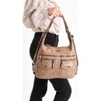 Baginn Y.S.Deri Deri Kadın Omuz Çantası Sırt Çantası Fonksiyonel Kullanım 23*30 Cm Vegan Suni Deri (Vizon)