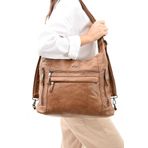 Baginn Y.S.Deri Deri Kadın Omuz Postacı Çantası Sırt Çantası Fonksiyonel Kullanım 23*30 Cm Vegan Suni Deri (Taba)