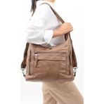 Baginn Y.S.Deri Deri Kadın Omuz Postacı Çantası Sırt Çantası Fonksiyonel Kullanım 23*30 Cm Vegan Suni Deri (Vizon)