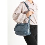 Baginn Y.s.deri Kadın Çapraz Askılı Postacı Çanta Vegan Omuz Çantası 22*15 cm Suni Deri Kapaklı Model - 22 x 15 cm - Mavi