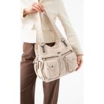 Baginn Y.s.deri Kadın Omuz Çantası Vegan Deri Çok Cepli Çapraz Askılı Bayan Çantası 32*25 cm - 32 x 25 cm - Bej