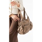 Baginn Y.s.deri Kadın Omuz Çantası Vegan Deri Çok Cepli Çapraz Askılı Bayan Çantası 32*25 cm - 32 x 25 cm - Krem