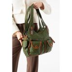 Baginn Y.s.deri Kadın Omuz Çantası Vegan Deri Çok Cepli Çapraz Askılı Bayan Çantası 32*25 cm - 32 x 25 cm - Yeşil