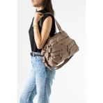 Baginn Y.s.deri Kadın Omuz Çantası Vegan Deri Çok Cepli Çapraz Askılı Kol Çantası 30*27 cm Yıkama Deri - 30 x 27 cm - Krem