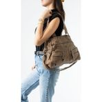 Baginn Y.s.deri Kadın Omuz Çantası Vegan Deri Çok Cepli Çapraz Askılı Kol Çantası 30*27 cm Yıkama Deri - 30 x 27 cm - Vizon