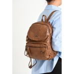 Baginn Y.s.deri Mini Boy Kadın Sırt Çantası Vegan Deri Bayan Sırt Çantası 27*20 cm Yumuşak Doku Çok Cepli - 27 x 20 cm - Taba