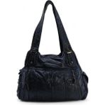 Baginn Yıkama Deri Kadın Omuz Çantası 571 Collection Vegan Deri 40*25 cm - Siyah