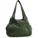 Baginn Yıkama Deri Kadın Omuz Çantası 571 Collection Vegan Deri 40*25 cm - Yeşil
