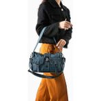 Baginn Yıkama S.deri Günlük Postacı Çanta Çapraz Askılı Kadın Omuz Çantası 30*20 cm Kilit Aksesuar Detaylı - 30 x 20 cm - Mavi