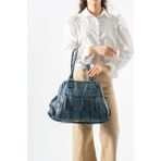 Baginn Yıkama S.deri Kadın Omuz Çantası Vegan Deri Çok Cepli Çapraz Askılı Kol Çantası 33*27 cm Suni Deri - 33 x 27 cm - Mavi