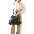 Baginn Yıkama S.deri Kadın Omuz Çantası Vegan Deri Çok Cepli Çapraz Askılı Kol Çantası 33*27 cm Suni Deri - 33 x 27 cm - Yeşil