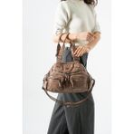 Baginn Yıkama S.deri Kadın Omuz Çantası Vegan Deri Çok Cepli Çapraz Askılı Suni Deri Kol Çantası 32*25 cm - 32 x 25 cm - Vizon