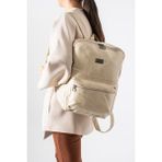 Baginn Yıkama S. Deri Kadın Sırt Çantası Vegan Deri Bayan Sırt Çantası 30*20 cm Yumuşak Doku Çok Cepli - 30 x 20 cm - Bej