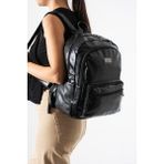 Baginn Yıkama Suni Deri Kadın Sırt Çantası Vegan Deri Bayan Sırt Çantası 30*20 cm Yumuşak Doku Çok Cepli - 30 x 20 cm - Siyah