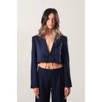 Bağlama Detay Crop Blazer Ceket - 40 - Lacivert