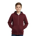 BAGLAN Bordo Fermuarlı Kapüşonlu Cepli Kız Erkek Sweatshirt BGL-ST04999
