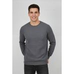 Baglan Erkek Büyük Beden Sıfır Yaka Selanik Sweatshirt BGL-ST04871 - Koyu Gri - 5XL