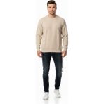 Baglan Erkek Büyük Beden Sıfır Yaka Selanik Sweatshirt BGL-ST04871 - Taş - 5XL