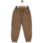 Baglan Erkek Çocuk Kanvas Kargo Cepli Paça Lastikli Pantolon BGL-ST05216 - Camel - 12 Yaş