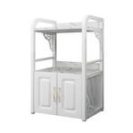 Bağlantısız Banyo Depolama Dolabı - Su Geçirmez ve Paslanmaz Metal Çerçeve Raflar Çok Fonksiyonlu Zemin Nizer ve Mikrodalga Standı (33.7"x19.7"x13.8")