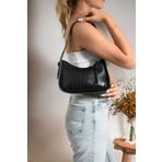 bag&more Siyah Kadın Kroko Desenli Baget Çanta Omuz Çanta Kol Çanta Kadın Çanta