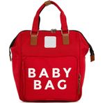 Bagmori Baby Bag Baskılı Kırmızı Cepli Anne Bebek Bakım Sırt Çantası
