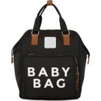 Bagmori Baby Bag Baskılı Siyah Cepli Anne Bebek Bakım Sırt Çantası