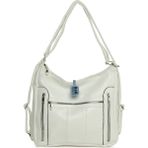 Bagmori Beyaz Dik Fermuarlı Çok Gözlü Salaş Askılı ve Sırt Çantası - En:33 Cm Boy:28 Cm Genislik:10 Cm